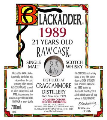 Cragganmore 1989 BA Raw Cask Oak Cask 2883 54.1% 700ml