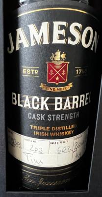 Jameson Black Barrel Cask Strength Hand Bottled at the Distillery 60% 700ml