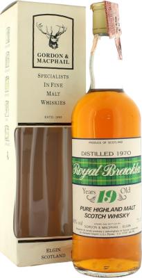 Royal Brackla 1970 GM Tartan stripe label 19yo 40% 750ml