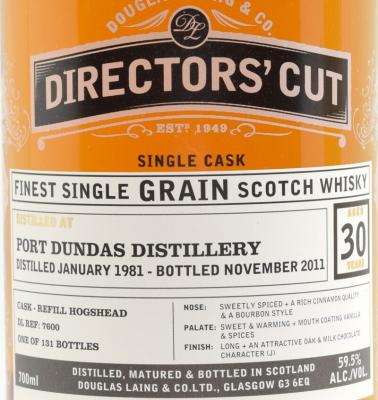 Port Dundas 1981 DL Directors Cut Refill Hogshead 59.5% 700ml