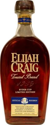 Elijah Craig Toasted Barrel Small Batch Kentucky Straight Bourbon Whisky Finished in European Toasted Oak Barrels New Charred Oak European Toasted Oak 2023 Ryder Cup 47% 750ml