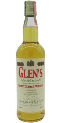 Glen's Special Reserve Finest Scotch Whisky F.lli Rinaldi Importatori SpA Bologna 40% 700ml