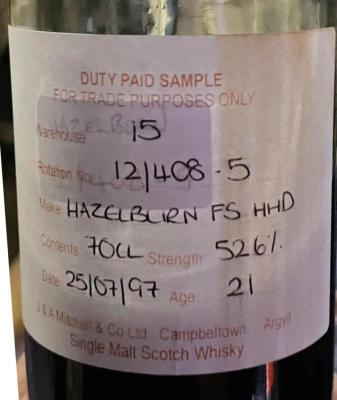 Hazelburn 1997 Duty Paid Sample Warehouse No.15 Fresh Sherry Hogshead 52.6% 700ml