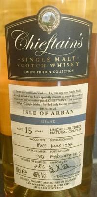 Arran 1997 IM Chieftain's 15yo Butt #935 46% 700ml