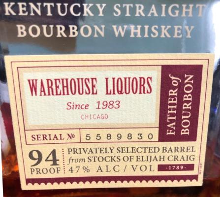 Elijah Craig Small Batch #5589830 Warehouse Liquors Chicago IL 47% 750ml