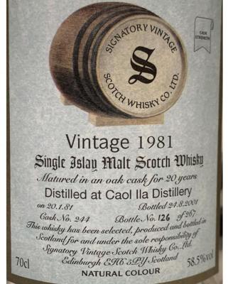 Caol Ila 1981 SV Vintage Collection Dumpy Oak Cask 244 58.5% 700ml