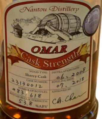 Nantou Omar 2008 Cask Strength Sherry 53.8% 700ml
