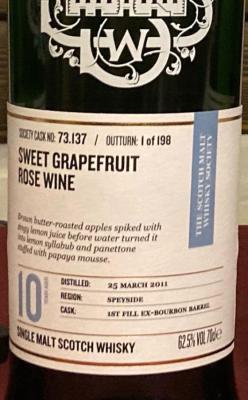Aultmore 2011 SMWS 73.137 Sweet Grapefruit Rose Wine 1st fill ex-bourbon barrel 62.5% 700ml