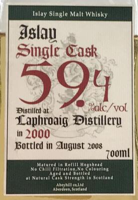 Laphroaig 2000 UD Refill Hogshead Abeyhill Co. Ltd. Aberdeen 59.4% 700ml