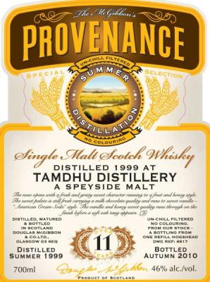 Tamdhu 1999 McG McGibbon's Provenance Refill Hogshead DMG 6817 46% 700ml