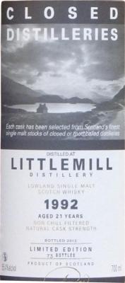 Littlemill 1992 PDA Closed Distilleries 55.4% 700ml