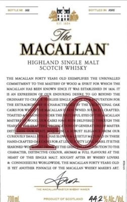 Macallan 40yo The Red Collection 44.2% 700ml