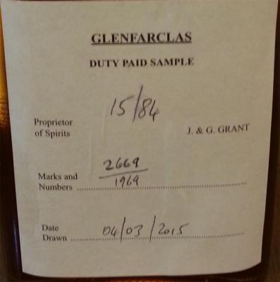 Glenfarclas 1969 Duty Paid Sample Refill Hogshead 2669 54.8% 200ml