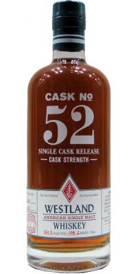 Westland Cask #52 Single Cask Release 54.3% 750ml