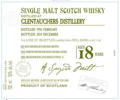 Glentauchers 1996 HL The Old Malt Cask Refill Barrel HL 11149 50% 700ml