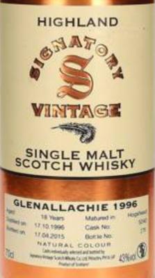 Glenallachie 1996 SV Vintage Collection 18yo #5240 43% 700ml