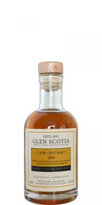Glen Scotia 2008 Medium Peated Warehouse Tasting 2017/416/7 56.3% 200ml