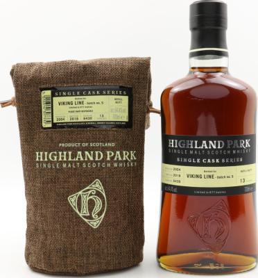 Highland Park 2004 Single Cask Series Refill Butt #6430 Viking Line batch no. 5 64.4% 700ml