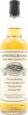 Springbank 1993 Private Bottling Reifferscheid Hogshead Refill-Bourbon #596 55.2% 700ml