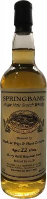 Springbank 22yo Sherry Refill Hogshead Cask Mark de Wijs & Hans Dieteren 49.6% 700ml