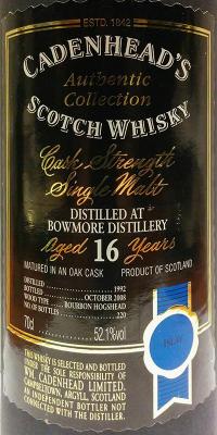 Bowmore 1992 CA Authentic Collection Bourbon Hogshead 52.1% 700ml