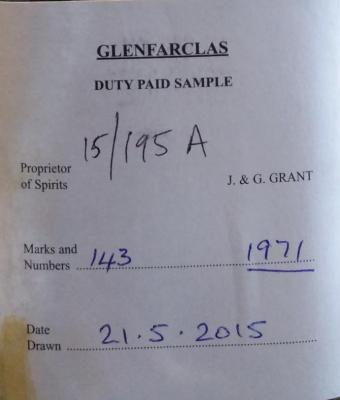 Glenfarclas 1971 Duty Paid Sample 1st-Fill Sherry Butt 143 Masterclass-Tasting at Whisky-Herbst 2015 50% 700ml