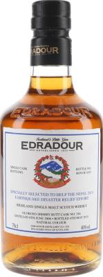 Edradour 2006 Nepal Earthquake Relief Single Cask Bottling Oloroso Sherry Butt #246 40% 700ml