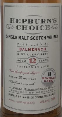 Balmenach 2007 LsD Hepburn's Choice Wine 46% 700ml