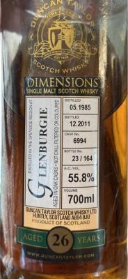 Glenburgie 1985 DT Dimensions 55.8% 700ml