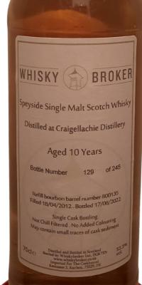 Craigellachie 2012 WhB Refill Bourbon Barrel 53.5% 700ml