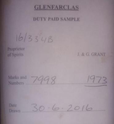 Glenfarclas 1973 Duty Paid Sample 7998 59.8% 500ml