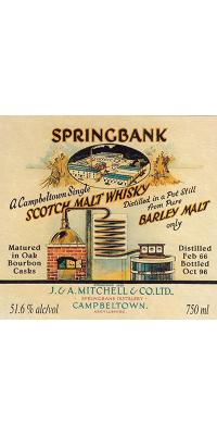 Springbank 1966 Local Barley Bourbon Oak Cask 1966 471 51.6% 750ml