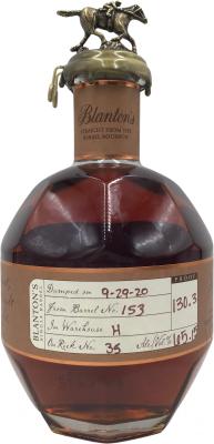 Blanton's Straight From The Barrel Unfiltered Uncut & Bottled Straight From The Barrel #153 65.15% 750ml