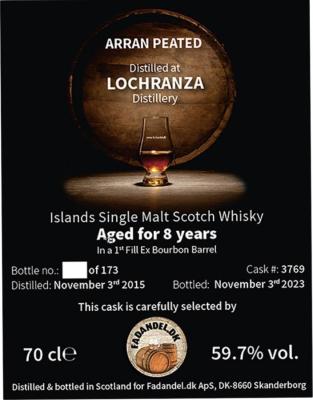 Arran 2015 F.dk Peated 1st Fill Bourbon Barrel 59.7% 700ml