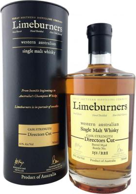 Limeburners Directors Cut Cask Strength American Oak Ex-Bourbon + Sherry Cask M328 61% 700ml