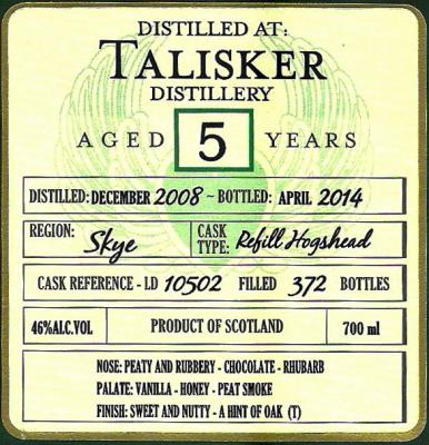 Talisker 2008 DoD Refill Hogshead LD 10502 46% 700ml