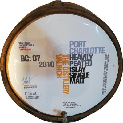 Port Charlotte 2010 BC:07 The Distillery Valinch 1st fill Bourbon Distillery only 61.1% 500ml