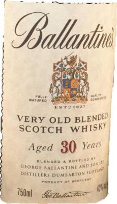 Ballantine's 30yo Very Old Blended Scotch Whisky 43% 750ml