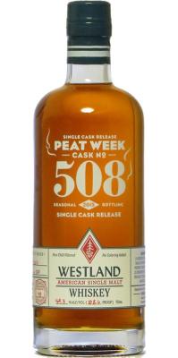 Westland Cask No. 508 Single Cask Release New American Oak Barrel 508 Peat Week 54.3% 750ml