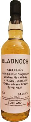 Bladnoch 2009 Single Cask medium peated Blaue Maus Amrum 57.6% 700ml