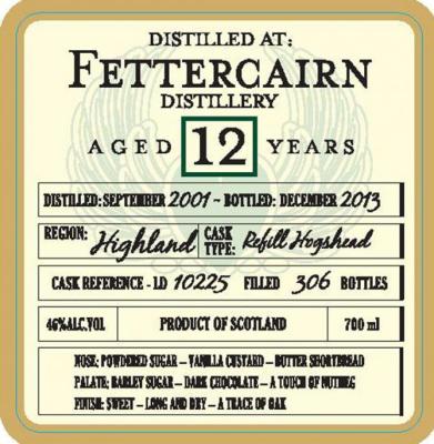 Fettercairn 2001 DoD Refill Hogshead LD 10225 46% 700ml