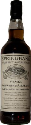 Springbank 2000 Private Bottling Fresh Sherry Hogshead 10/324-21 (No 658) Svenska Maltwhisky Sallskapet 52.4% 700ml