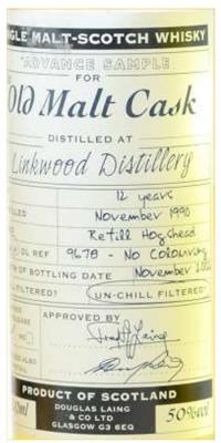 Linkwood 1990 DL Advance Sample for the Old Malt Cask Refill Hogshead 50% 200ml