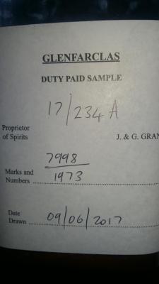 Glenfarclas 1973 Duty Paid Sample 7998 59.5% 500ml