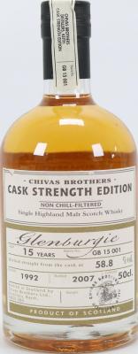 Glenburgie 1992 Chivas Brothers Cask Strength Edition Batch GB 15 001 58.8% 500ml