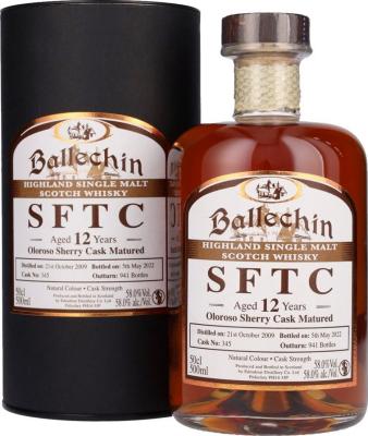 Ballechin 2009 SFTC Oloroso Sherry Cask Matured Oloroso Sherry 58% 500ml