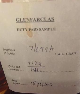 Glenfarclas 1964 Duty Paid Sample 1st fill Olorosso Hogshead 4724 42% 500ml