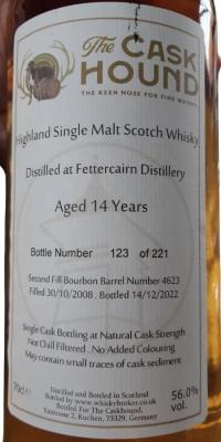 Fettercairn 2008 WhB 2nd fill bourbon barrel The Cask Hound 56% 700ml