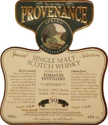 Tomatin 1962 McG McGibbon's Provenance 43% 700ml