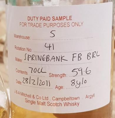 Springbank 2011 Fresh Bourbon Barrel Rotation 41 59.6% 700ml